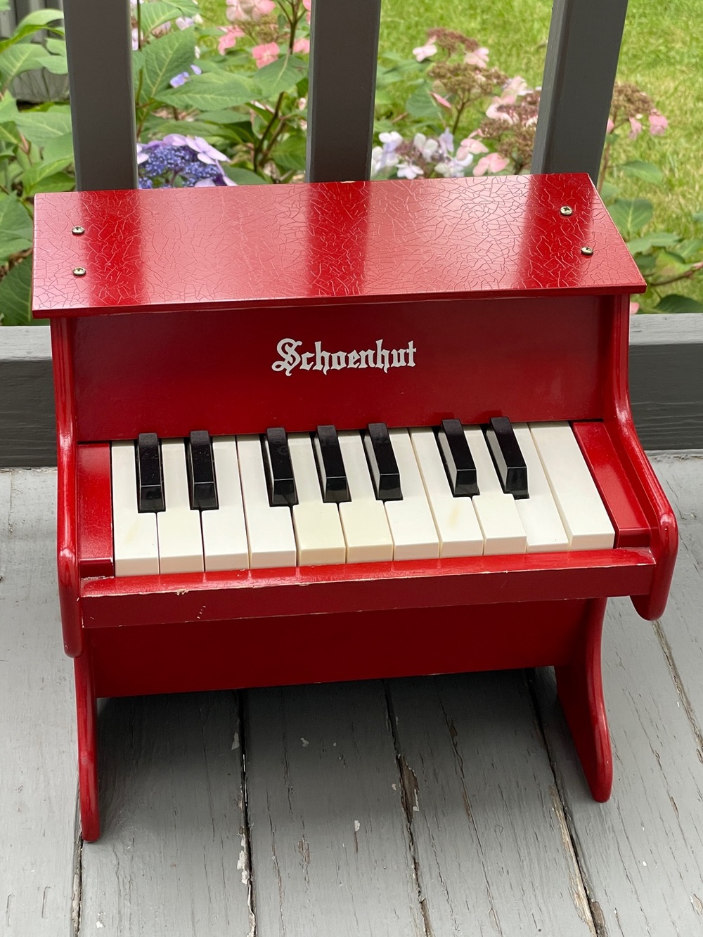 Schoenhut Baby Piano music instrument toy, red